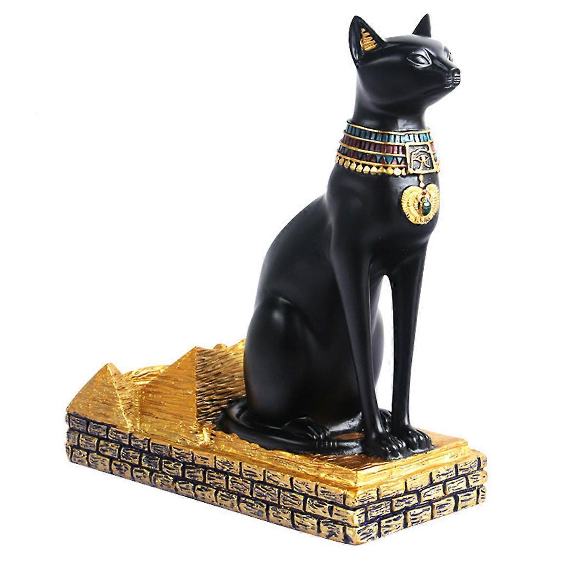 Retro Wine Rack Egyptian Cat Sculpture for Wine Display