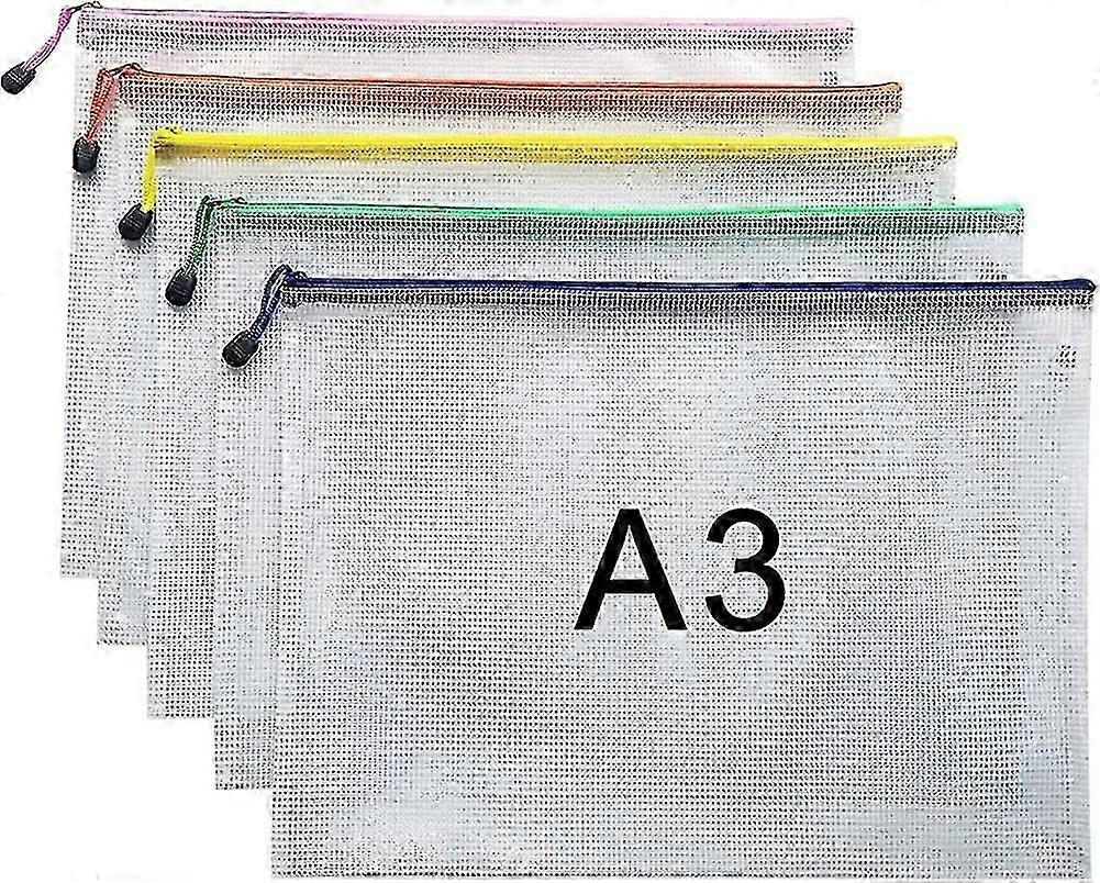 A3 Document Folder File Zipper Bags Plastic Wallets Folder Extra Thick (a3-5pcs) 26-27s