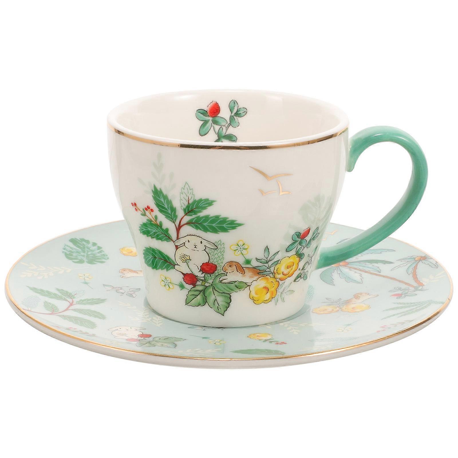 Afternoon Tea Cup Ceramic Mug with Saucer 1Set for Drinking