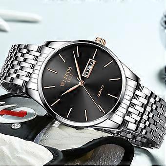 WLISTH S512 No Number Dial Date Week Display Luminous Quartz Wrist Watch