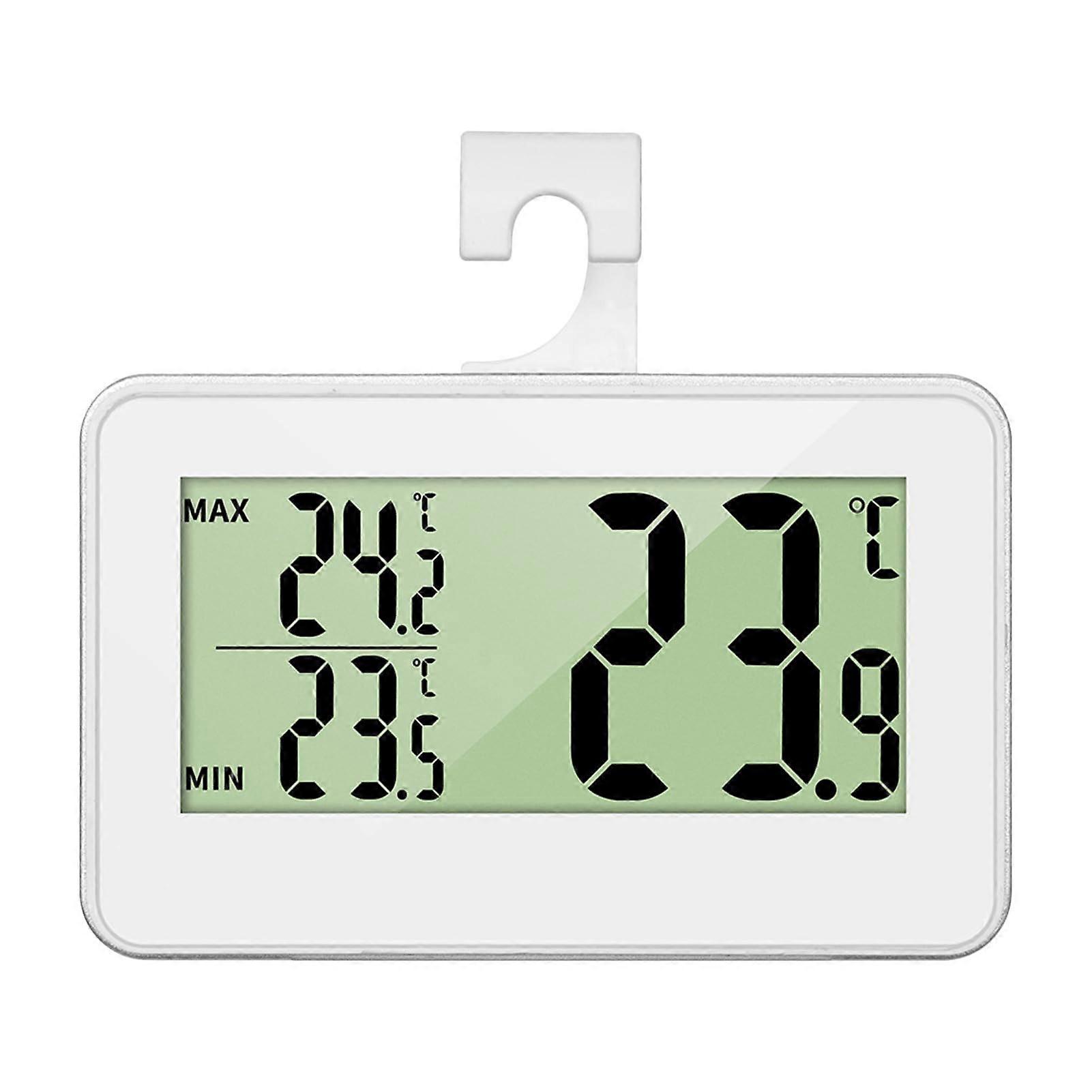Refrigerator Thermometer with Large LCD Display, Precision Sensor, Magnetic Hook, White