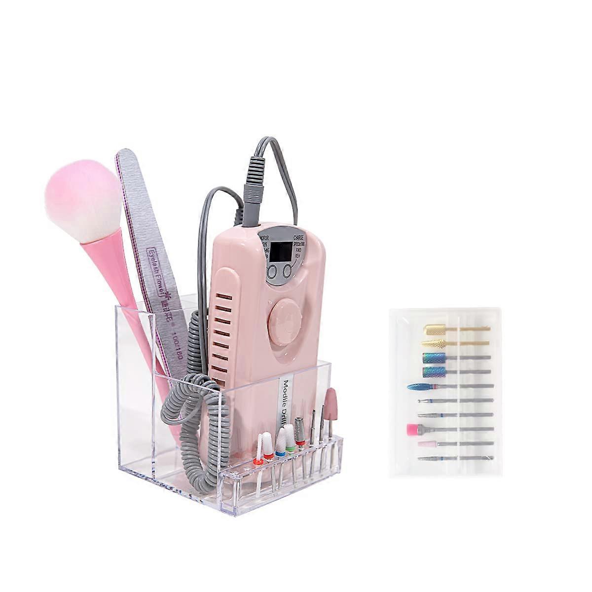 Nail Drill Holder with Acrylic Bits Organizer for Compact Nail Tool Storage and Clear Display