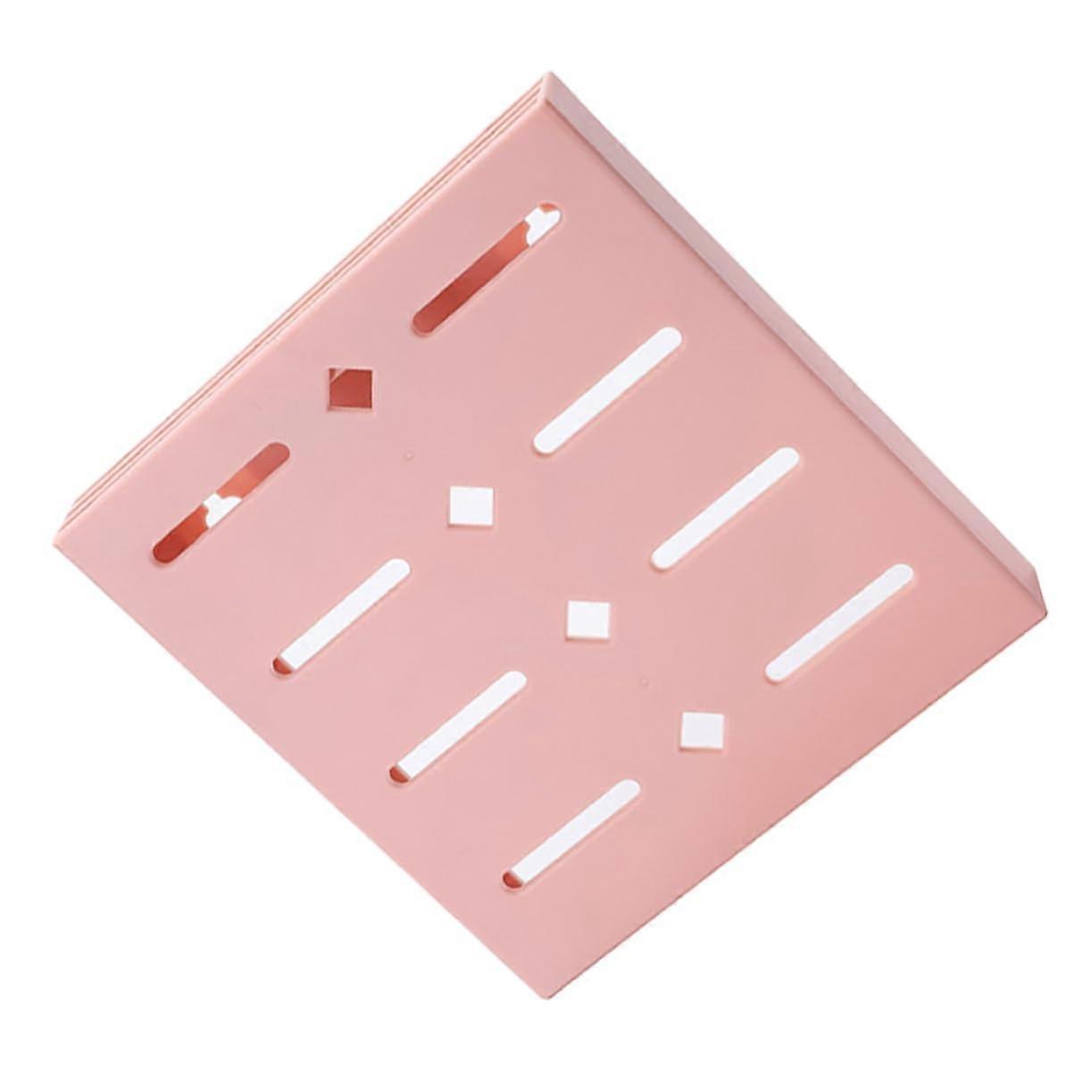 Wall Mounted Knife Holder with Multiple Slots, Adhesive Kitchen Storage Rack, Pink SpaceSaving Design