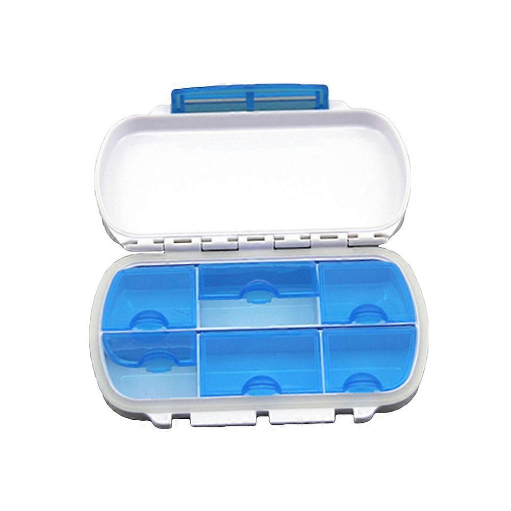 Blue Portable Pill Organizer Container for Pill Storage 3Pcs 6 Compartments