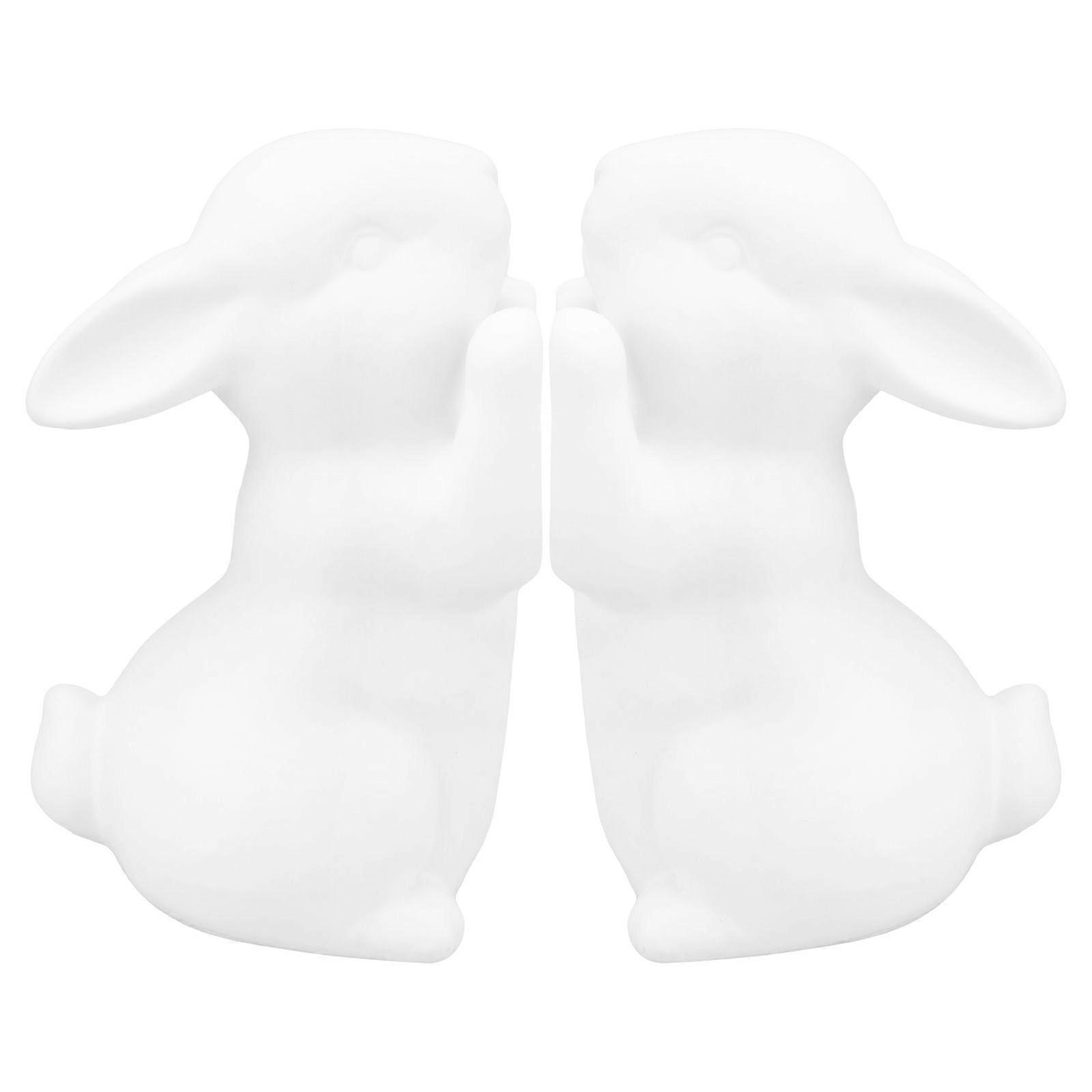 2pcs Rabbit Shaped Bookend Simple Desktop Book Stand Ceramic Rabbit (White)