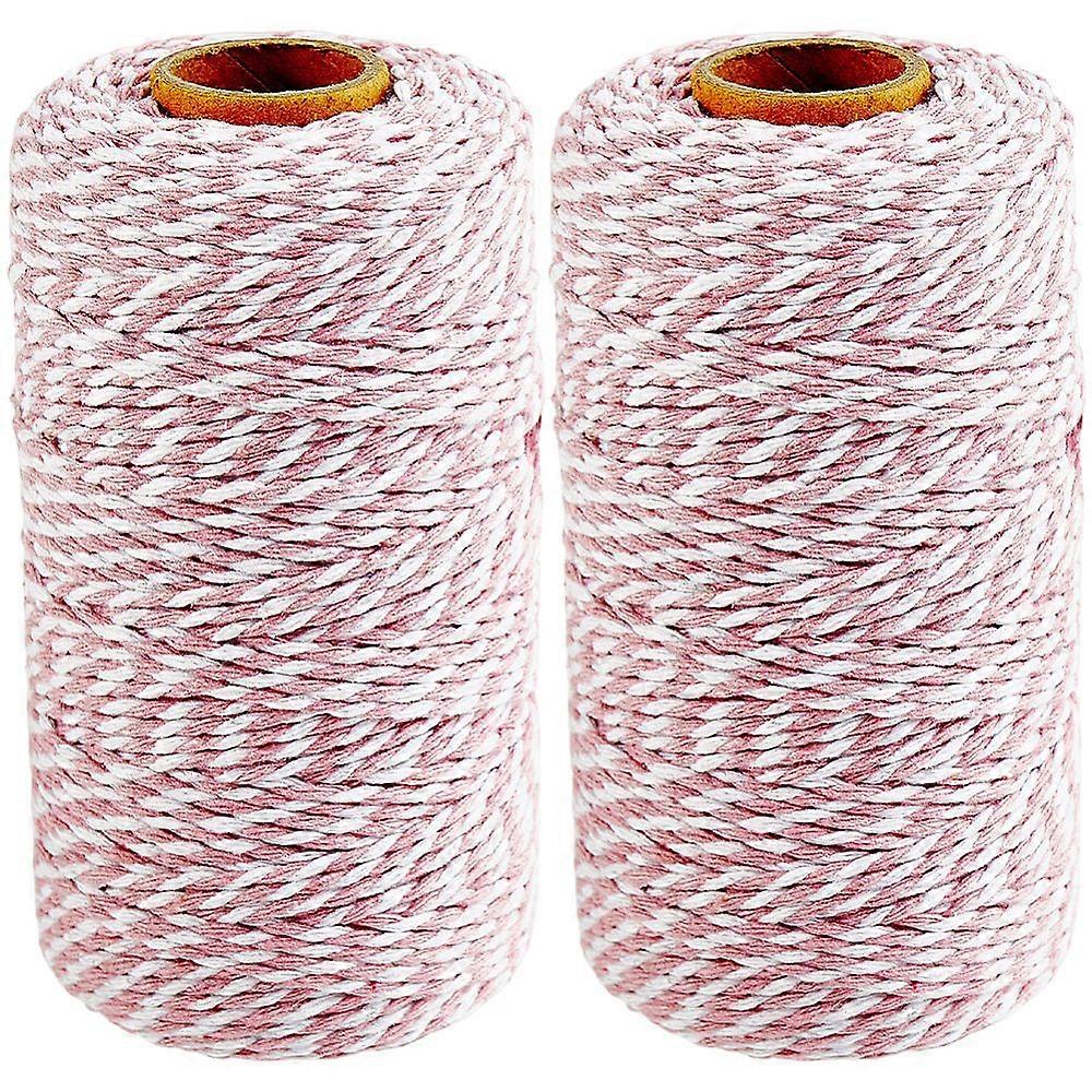 2 rolls Macrame 2-Ply Cotton Thread with Spool Round Light Coral 2mm 109.36 Yards(100m)/roll