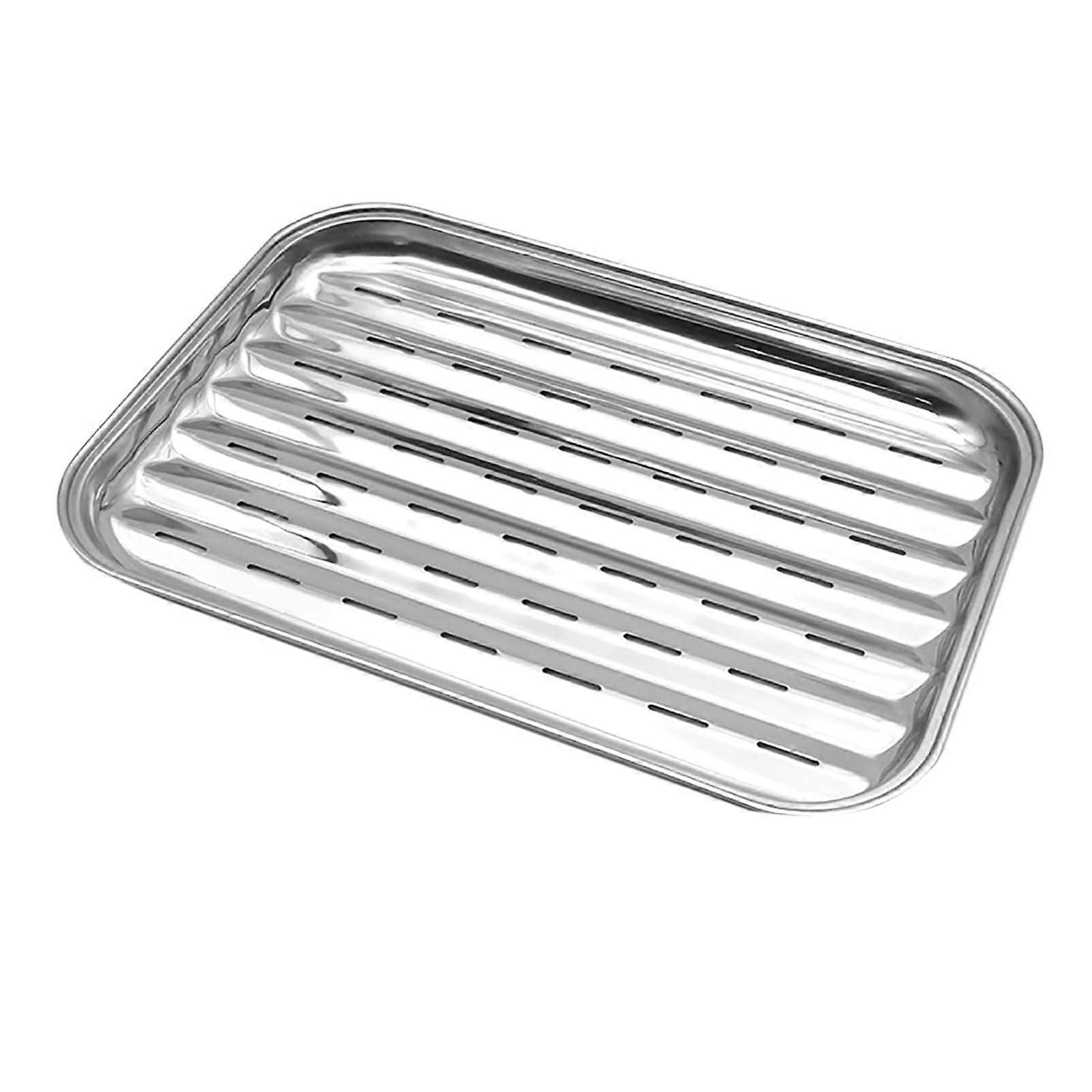 Rectangular Stainless Steel Perforated Baking Pan 0.4mm Thick for Even Heat Distribution Pizza Steak Camping