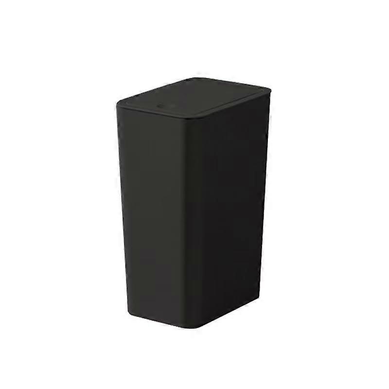Slim Trash Can with Popup Lid, Compact SpaceSaving Bin for Bathroom or Kitchen, 10L Black