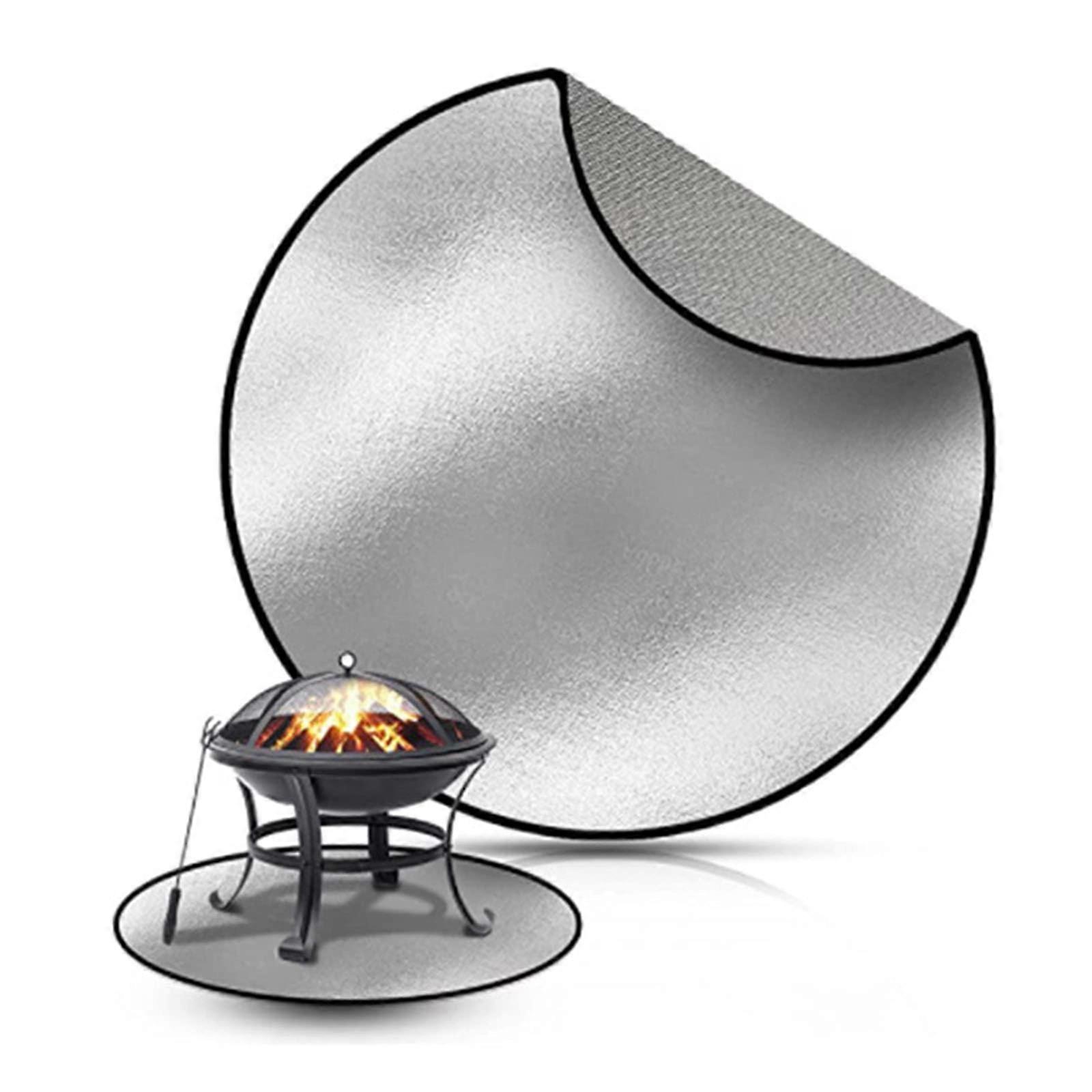 24 Inch Round Fire Pit Mat Fireproof Heat Shield Protects Grass and Wood Deck