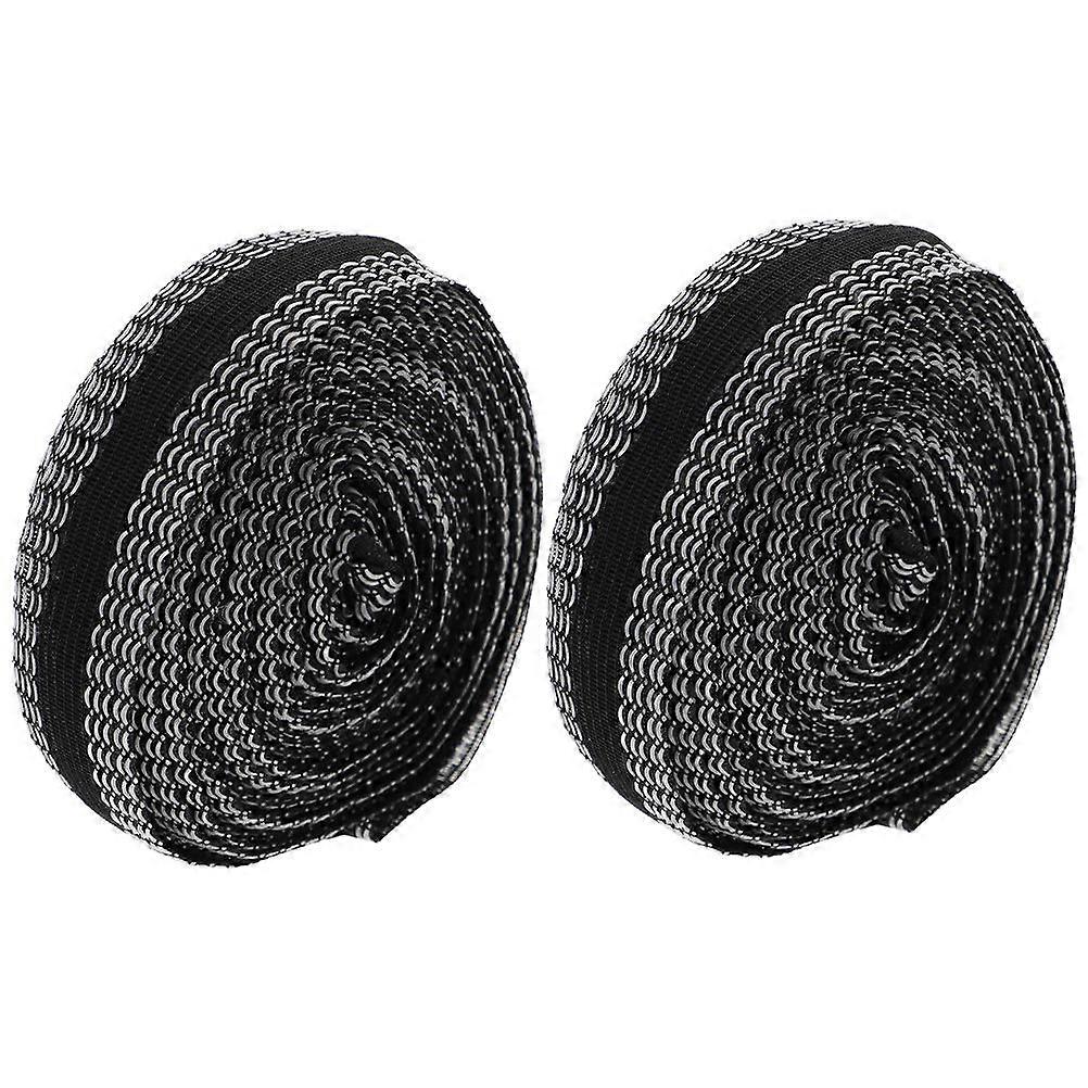 Ruban adhésif ourleur (2 rouleaux) pour jeans et pantalons, usage domestique, tissu polyester noir, pour des bords lisses.