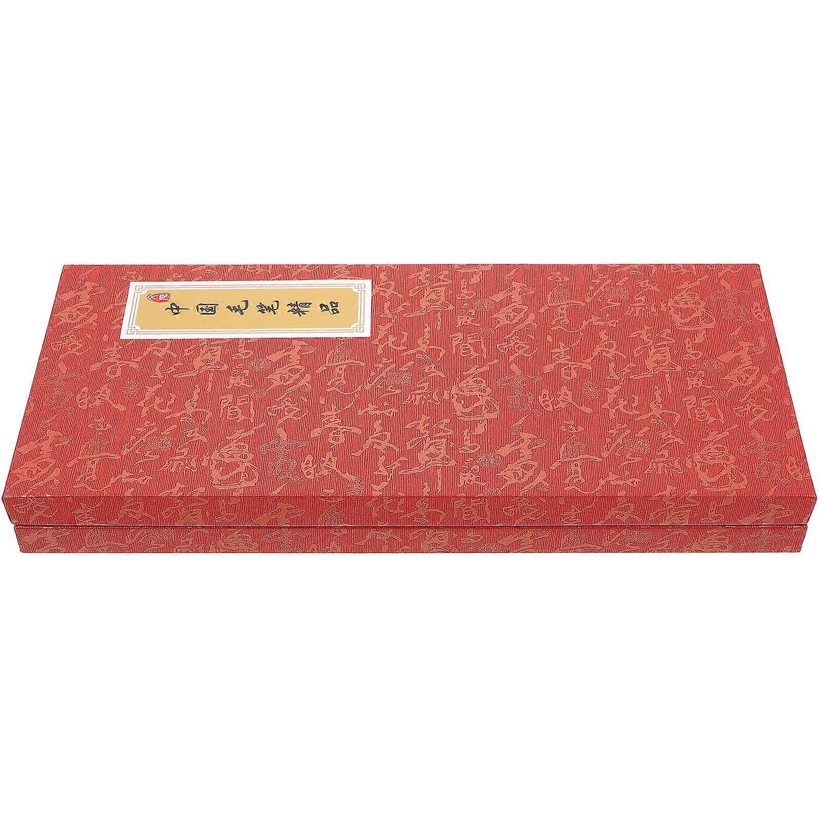 Red Calligraphy Brush Storage Case for Writing Use Featuring 4Pcs