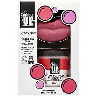 Bubble Up Kiss Kiss Boom Gift Set 150g Fizzy Kissy Bath Fizzer + 200g Cherry Nice Body Butter