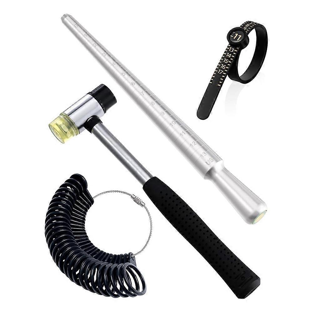 Ring Sizer Measuring Tool Set, Ring Sizer with Magnifying Glass, Integrated Conical Solid Ring Mandrel for Ring Repair