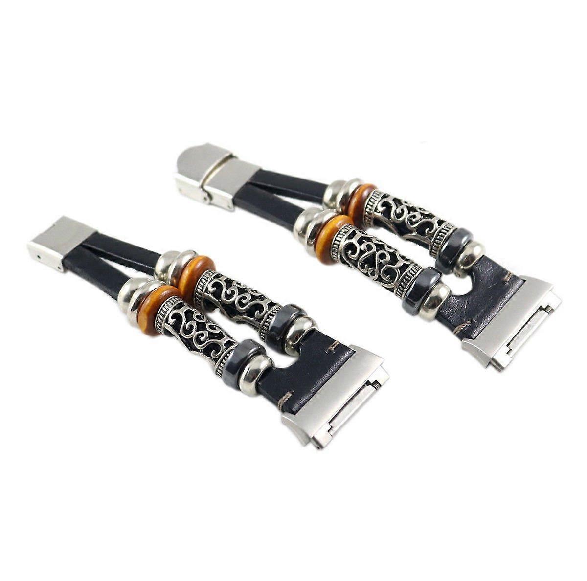 Handmade Black Replacement Leather Band for Fitbit Ionic  Comfortable AllDay Wear