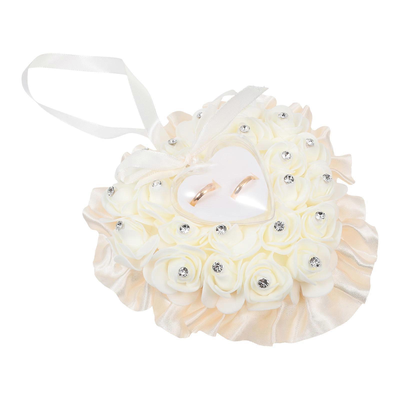 Wedding Ring Pillow Rose Flower Ring Storage Case for Wedding