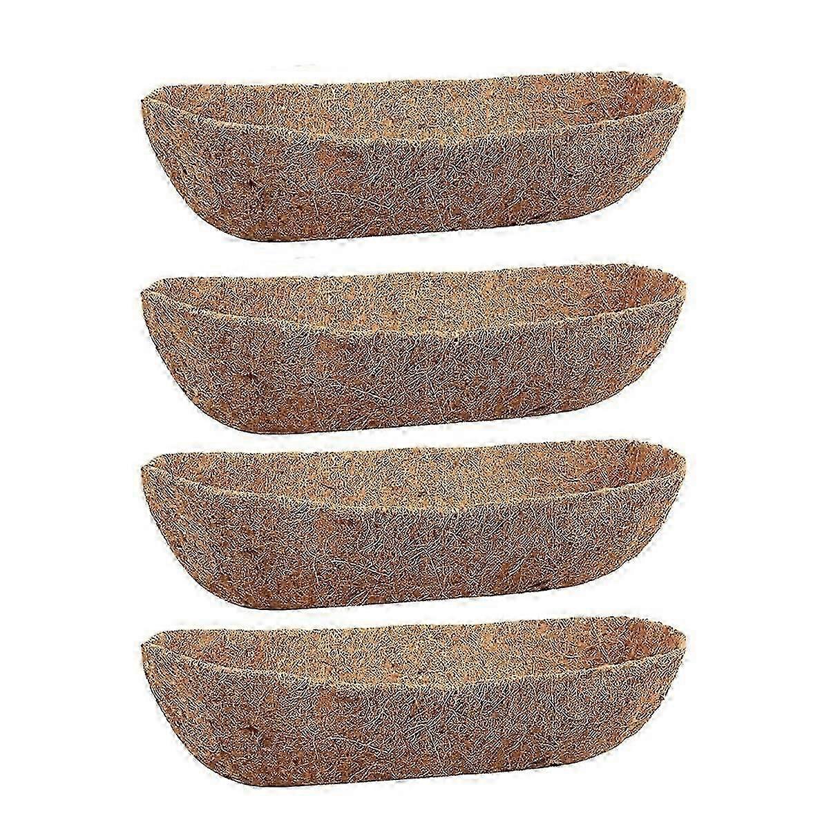 4 Pack 24 Inch Trough Coconut Liners for Wall Planter Window Basket Deck