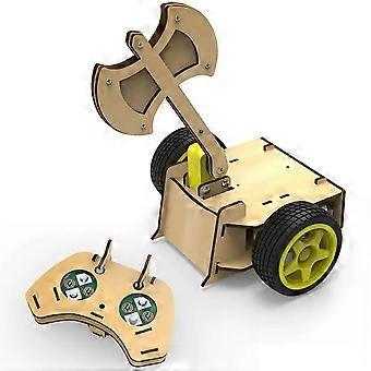 DIY-Holz-Kampfroboter-Bausatz, ferngesteuertes Dreifachmotor-Spielzeug für Kinder, Klassenzimmer, Familie und Vereinsaktivitäten
