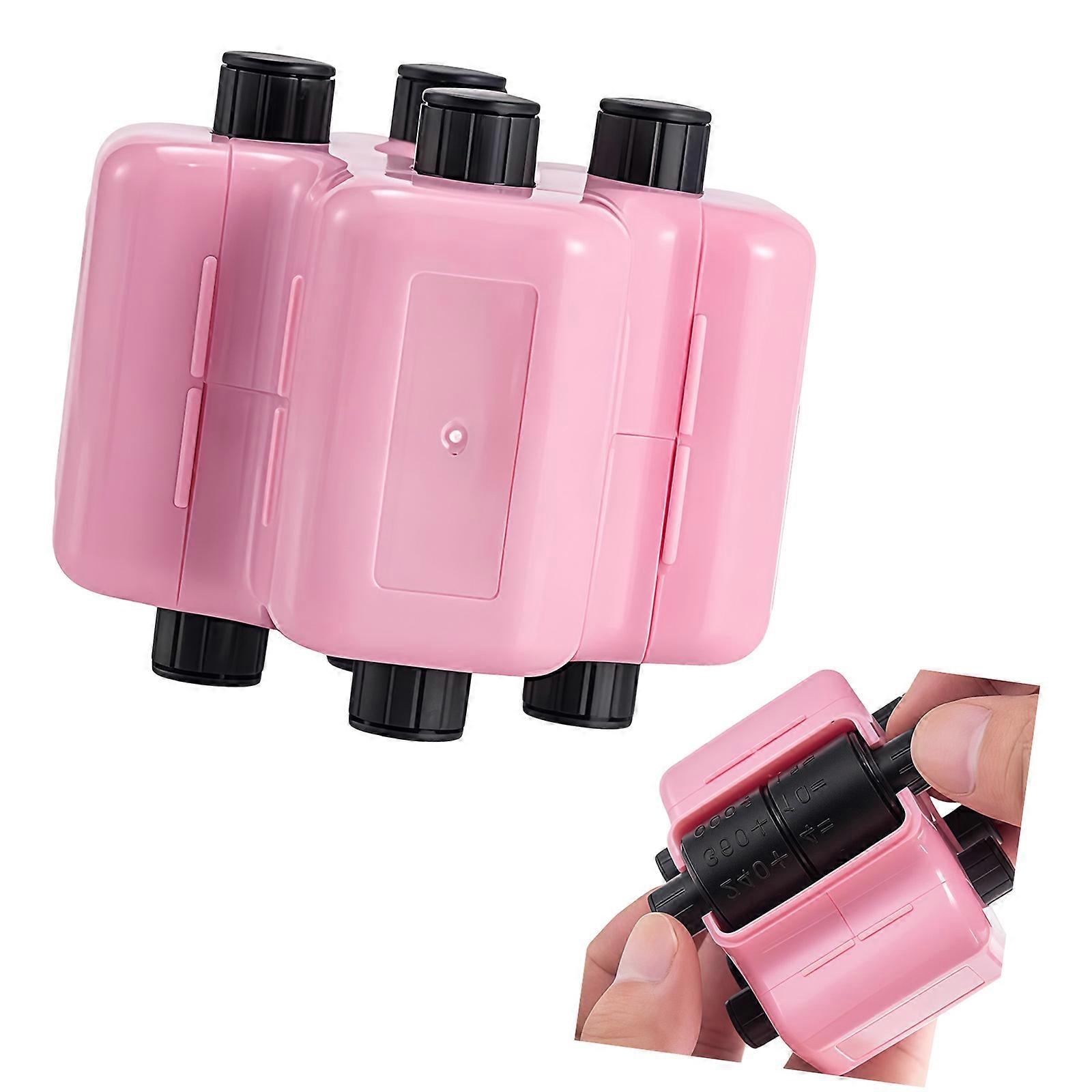 Creative Arithmetics Practice Stamp For Elementary Students With Rotating Wheel And Refillable Inks System  Pink