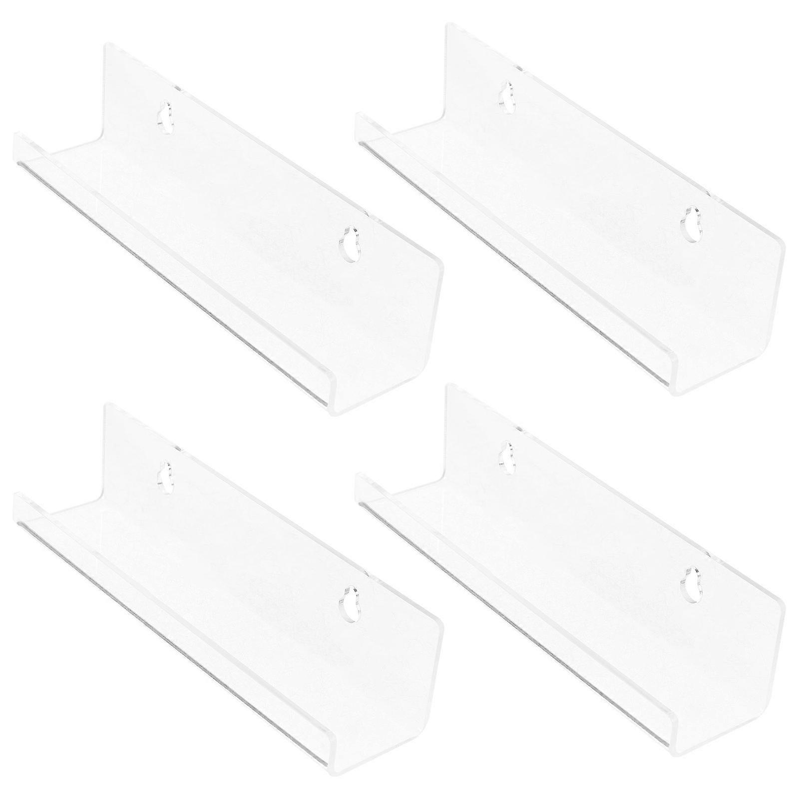 Wall-Mounted Acrylic Record Storage Rack for Storage 4Pcs Transparent Holder