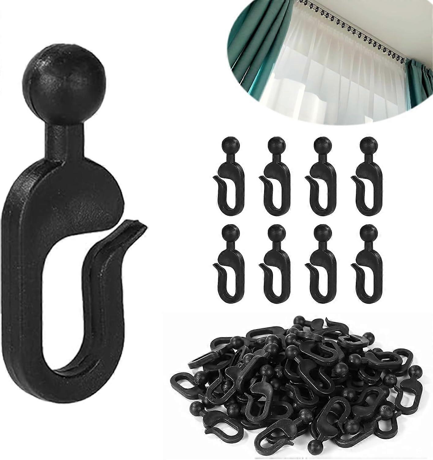 100 Awning Curtain Hooks, Smooth and Rust-Resistant Plastic Material