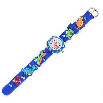 Montre enfant en silicone, jolie montre à motif dessin animé bleue