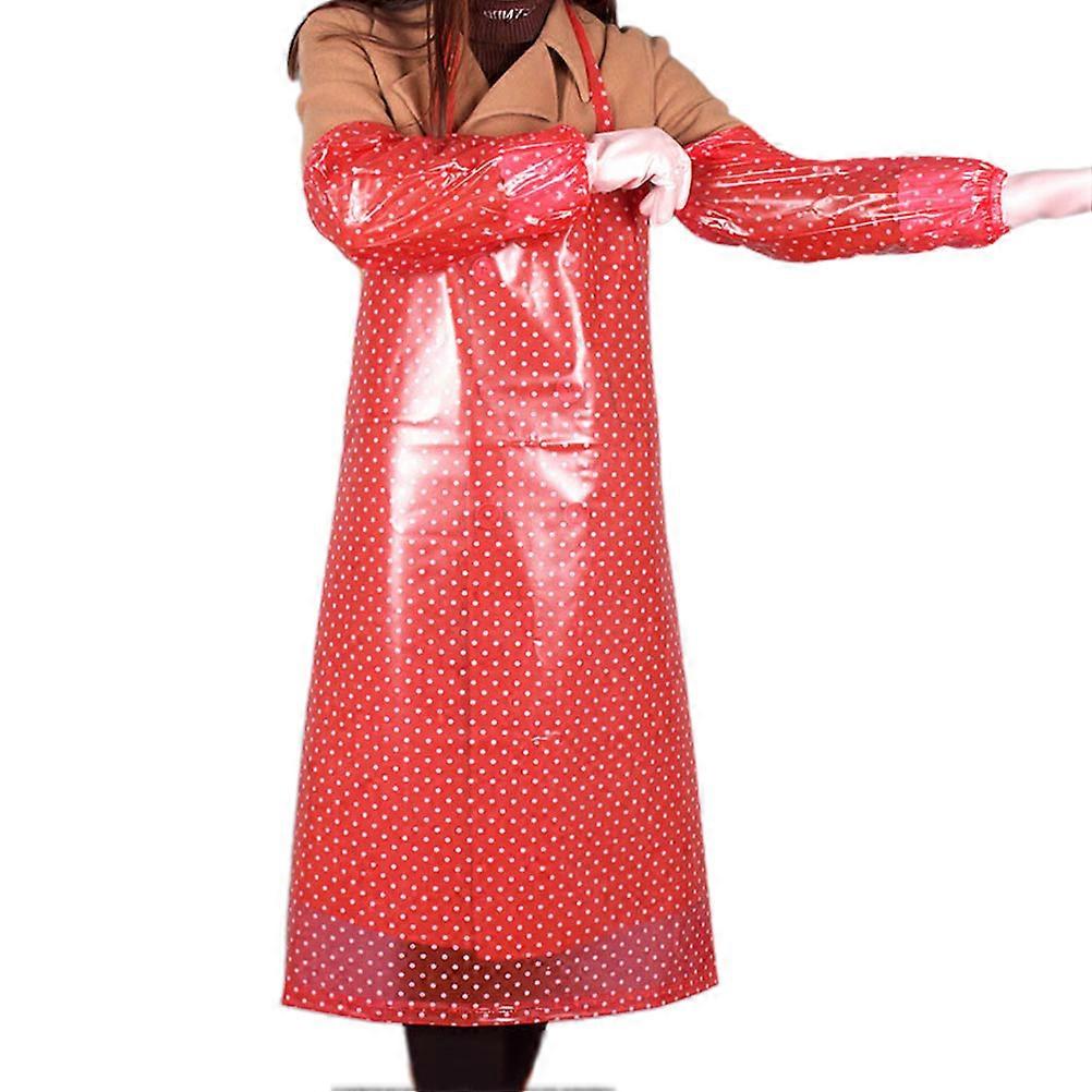 Wasserdichte Kochschürze mit Ärmeln, rot, PVC