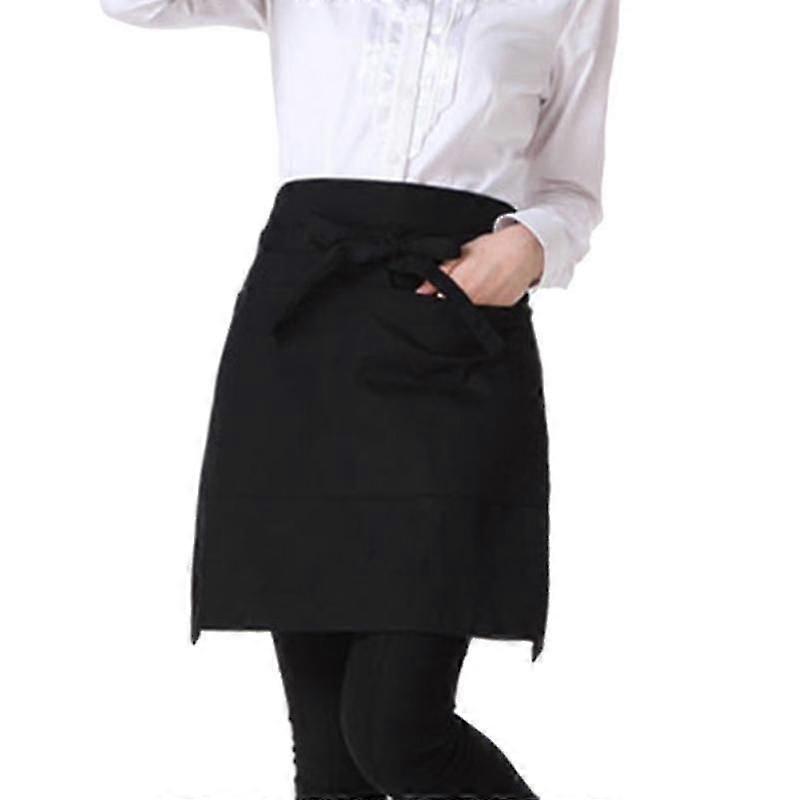 Solid Color Half-Length Apron, Durable Adjustable 300D Polyester, for Kitchen Restaurant Cooking Chef Waiter