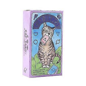 Cat Tarot Cards Magic Full English Lire Fate Deck Jeu de société Famille Jouer Cadeau d’anniversaire44pcs Ts80