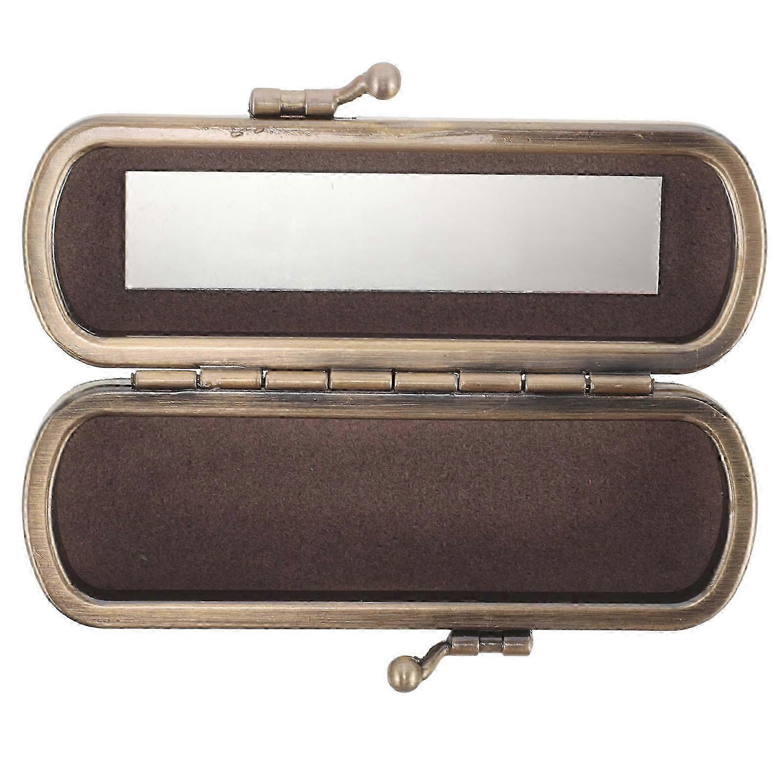 Velvet Zinc Alloy Lipstick Case, Dark Green, Button Closure, Portable Cosmetic Holder for Travel and Daily Use