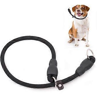 Dog Collar Slip Collar for Dogs Training Choke Collar for Dog Training Collar Round Nylon Rope Collar P-Collar No Pull Dog Chain(S 0.8CMx40CM, Black)
