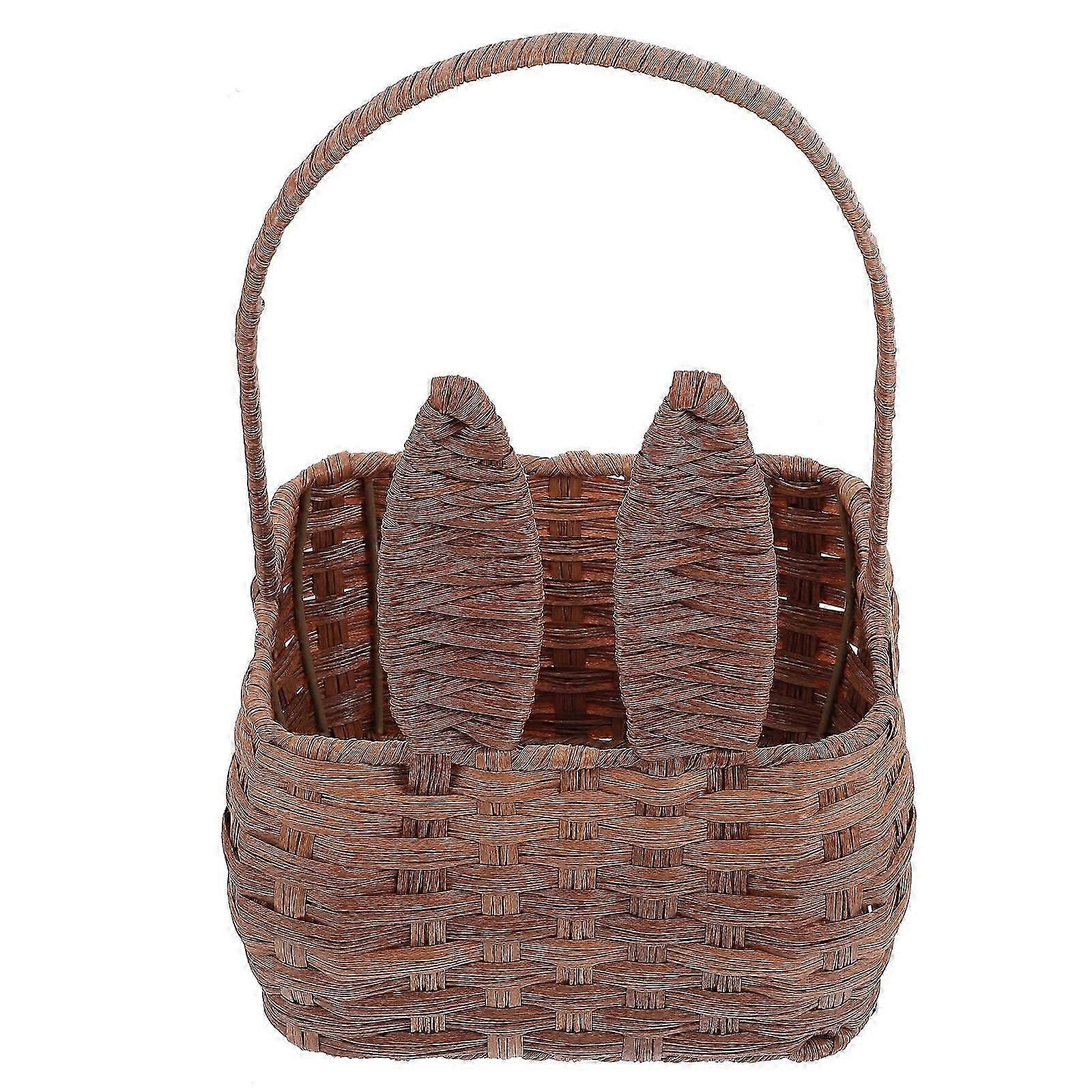 Fruit Baskets Multi Function Kitchen Outdoor Picnic Vine Woven Style 1Set