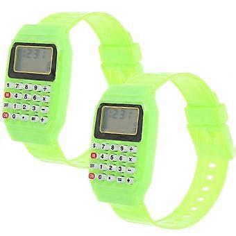 2pcs Watch Type Calculators Portable Calculating Watch Wrist Geometric Operation Watch Birthday Gift for Kids