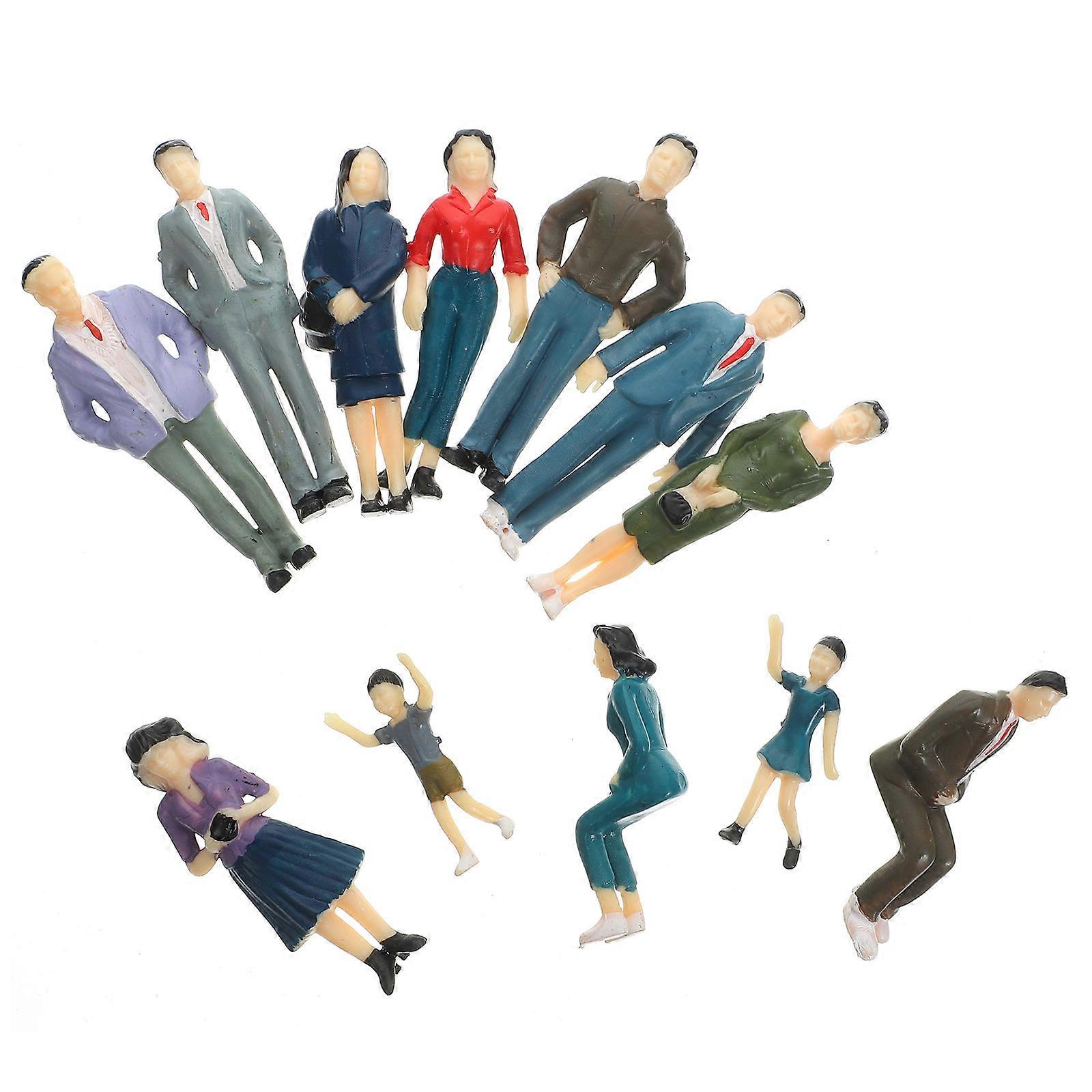12pcs Painted People Figures Train Prop Figures Layout Models Layout Props Mixed