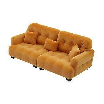 Miniature Dukkehuse Sofa 1/12 Skala Håndlavede Flocking Møbler Til Stue Soveværelse Gul