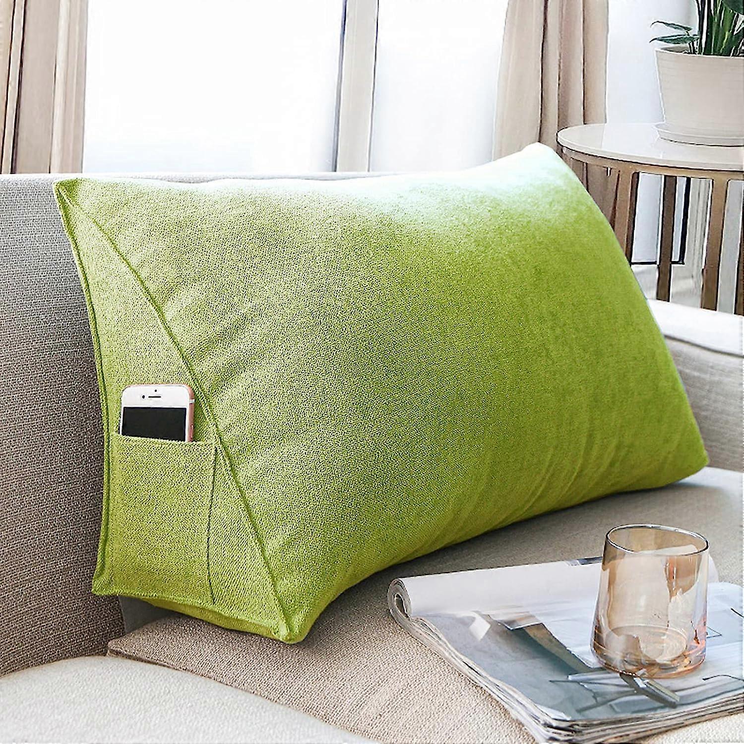 Large Triangular Reading Pillow for Bed and Sofa, Ergonomic Back Support Cushion with Removable Cover