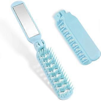 Mini travel comb with mirror - foldable comb, pocket-sized - women's comb - for drying, smoothing, and combing hair.