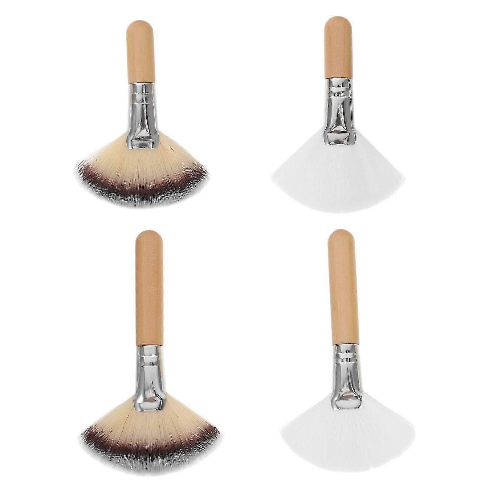 4Pcs Fan Makeup Brush Highlight Cheek Tool Set