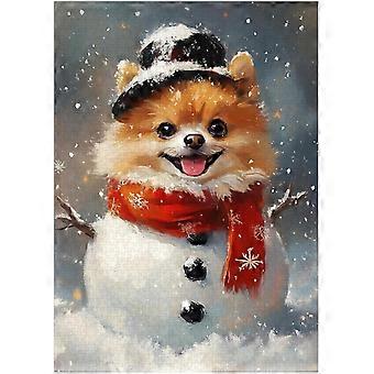 Pomeranian Snowman Jigsaw Puzzle - Fun Winter for Pet-Loving Family in Christmas SQZ817