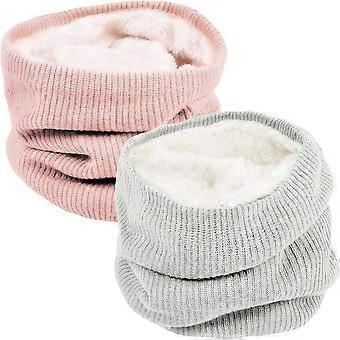 Unisex termisk foret Infinity strikket Snood tørklæde Hold dig varm om vinteren (2 pak)