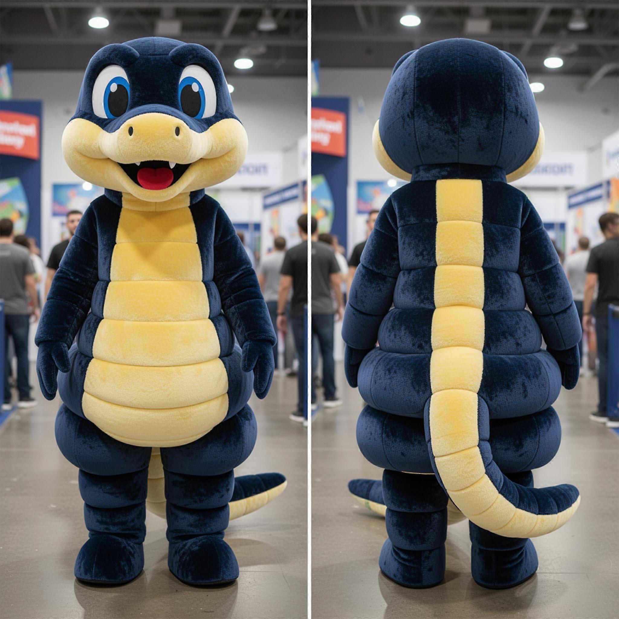 MASTICOT Navy Blue Cuddly Snake Mascot