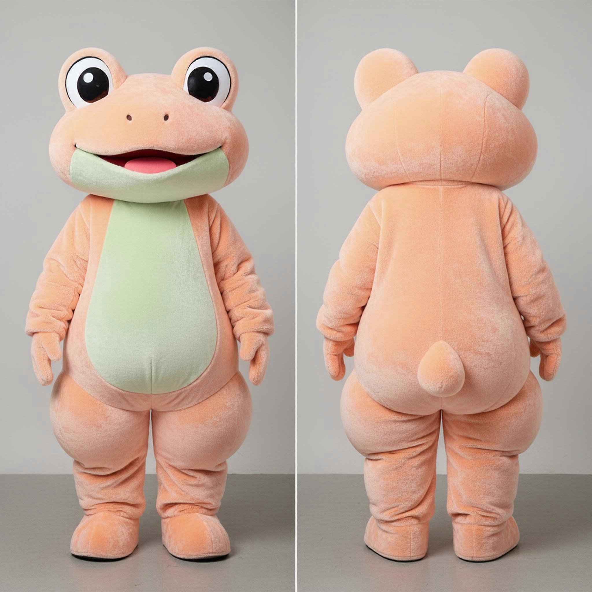 MASTICOT Peach Green Cartoon Frog Mascot