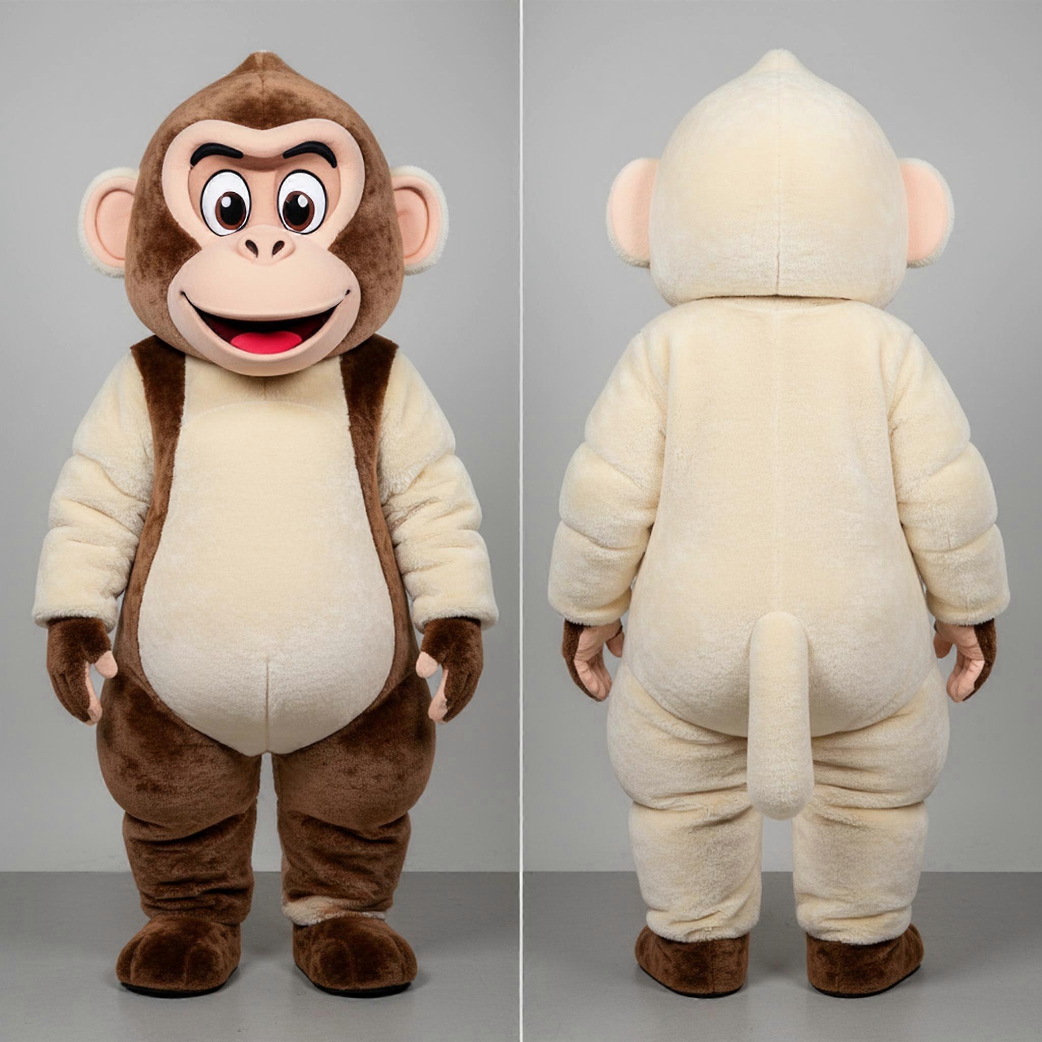 MASTICOT Cream Velvety Cartoon Baboon Mascot