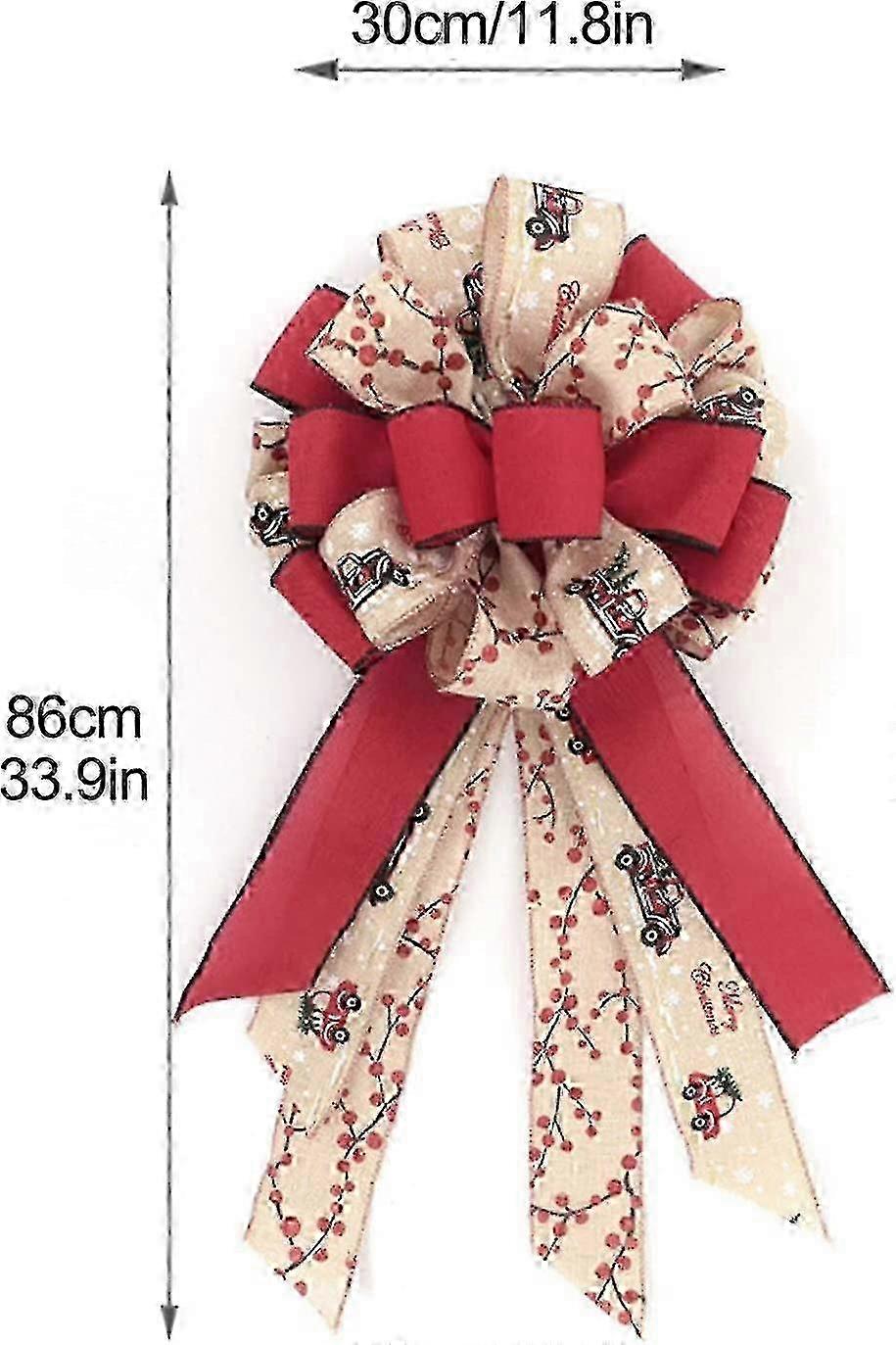 Large Buffalo Plaid Christmas Tree Topper Bow, Decor