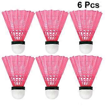 6pcs Nylon Plastic Badminton Practical Shuttlecocks Sports Supplies Exercise Accessories For Indoor Outdoor Playing School Activities (pink)