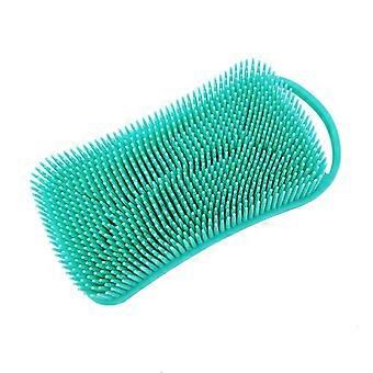 2pcs Scouring Brush, Silicone Body Brush Double Sided Scalp Massager Exfoliating Bath Scrubber with Lanyard Green