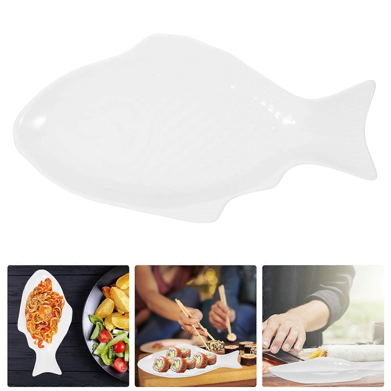 Fish Pan Ceramic Tableware for Storage 3Pcs Creative Plate Set