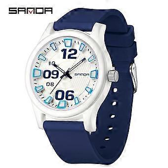 Quartz watch, stylish and simple, color-blocked, waterproof silicone strap, children's watch.