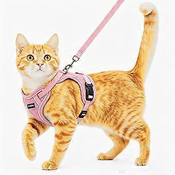 Cat Harness and Leash Set, Anti-Escape Soft Adjustable Breathable Vest for Outdoor Walking and Travel Kittens