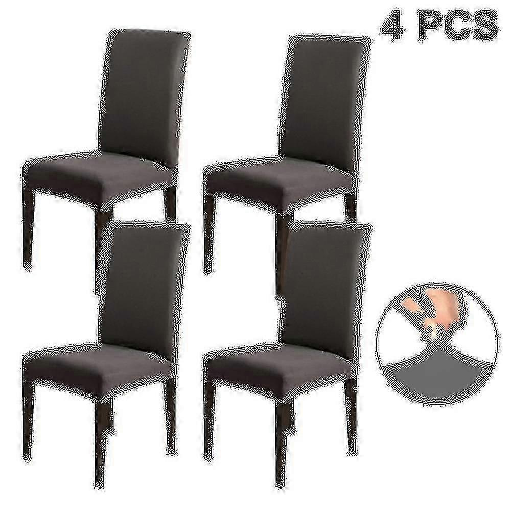 Lot de 4 housses de chaises de salle à manger extensibles, amovibles et lavables – Gris foncé – Code 14886