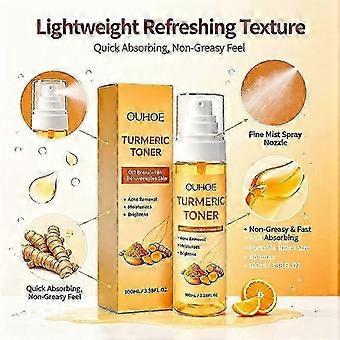Turmeric Vitamin C Face Toner 100ml, Hydrating Facial Mist for Deep Moisture, Plumps Skin, Minimizes Pores and Controls Oil Shine